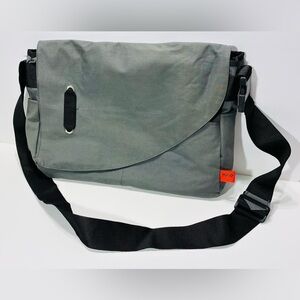 NEW Y2K Hugo Boss Canvas Messenger Bag Gray Vintage 16”x11”x3.75”